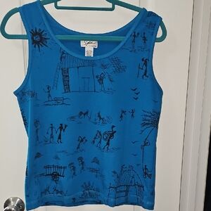 Chico's Teal Graphic Tank Top